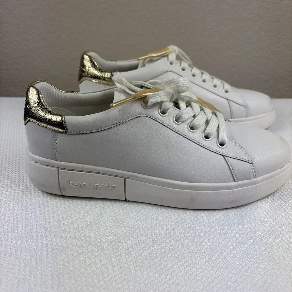 Kate‎ Spade Size 8.5 New York Lift Platform Sneaker White Leather